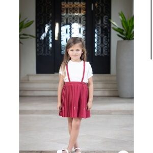 Kids Formal Red Suspender Skirt